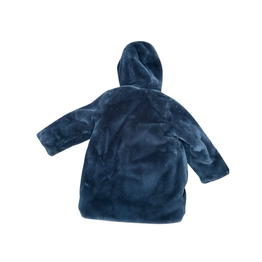 Kids Zara Faux Fur Fuzzy Black Long Coat Black Size 6 Hooded Insulated